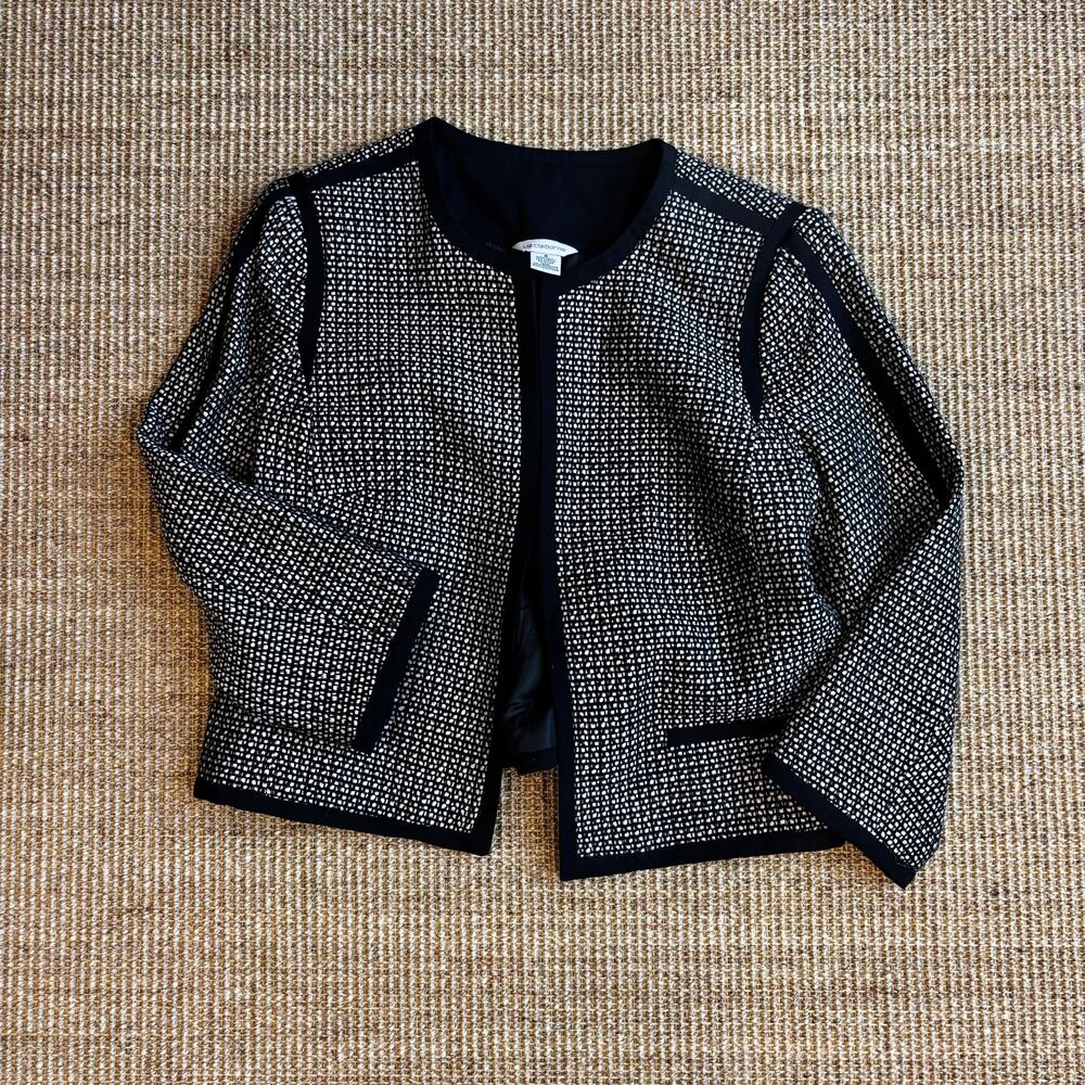 Liz Claiborne Tweed Blazer Jacket — Black & White, Size M